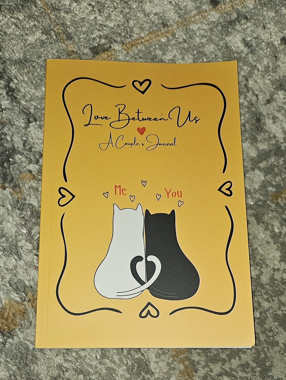 Love Between Us A Couple's Journal - Yellow Cover with Black & White Cat Design